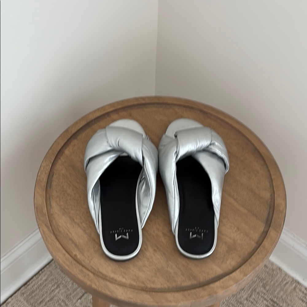 Women's Silver Slide Sandals